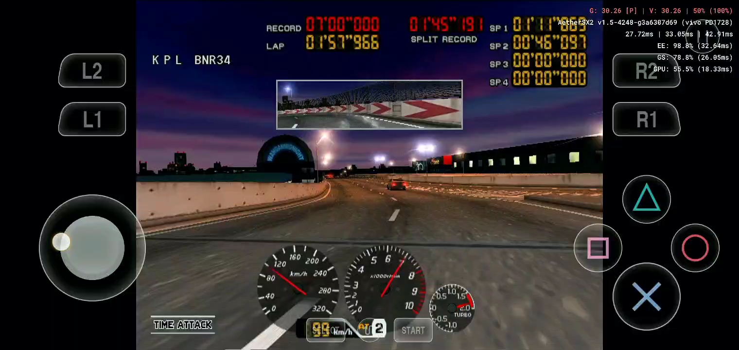 ps2湾岸竞速 日产 skyline-m-spec-r-gtr34 (bnr34)计时赛 新环状线