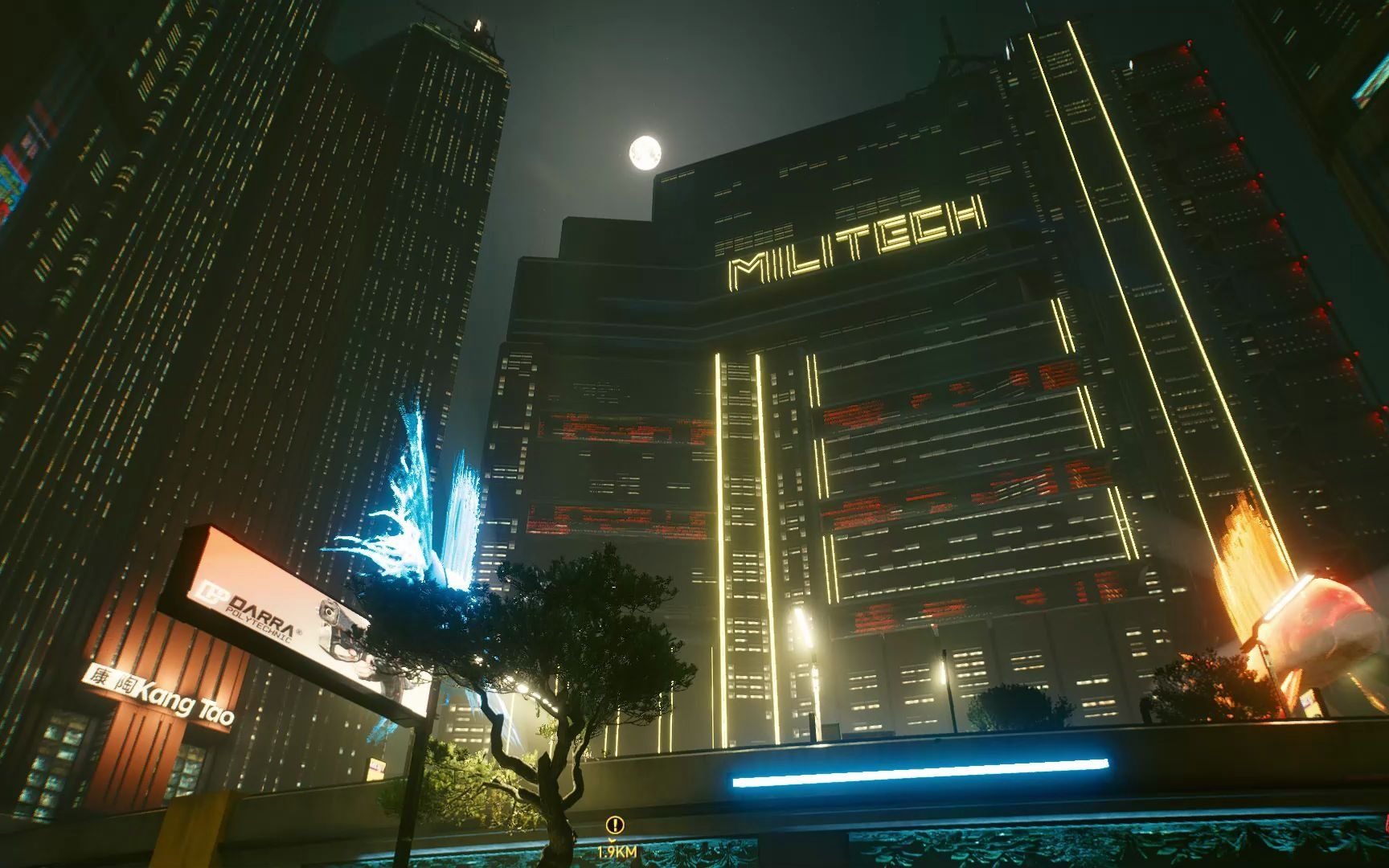 赛博朋克2077氛围-荒坂塔-夜晚-雨