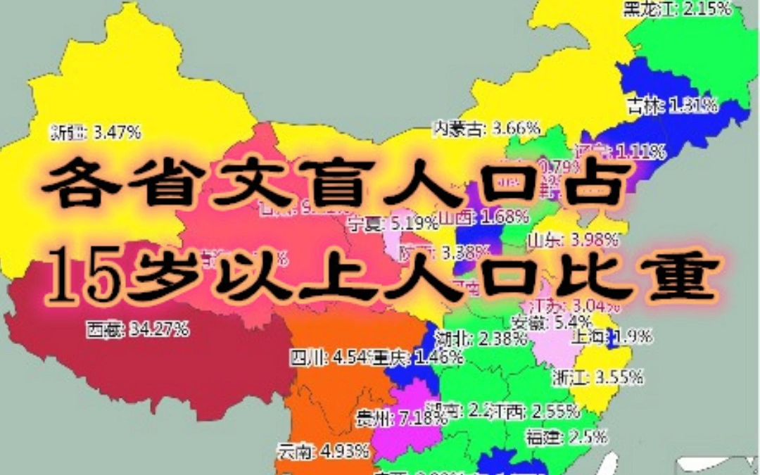 [图]各省文盲人口占15岁以上人口比重-中国统计年鉴2022【数据可视化】