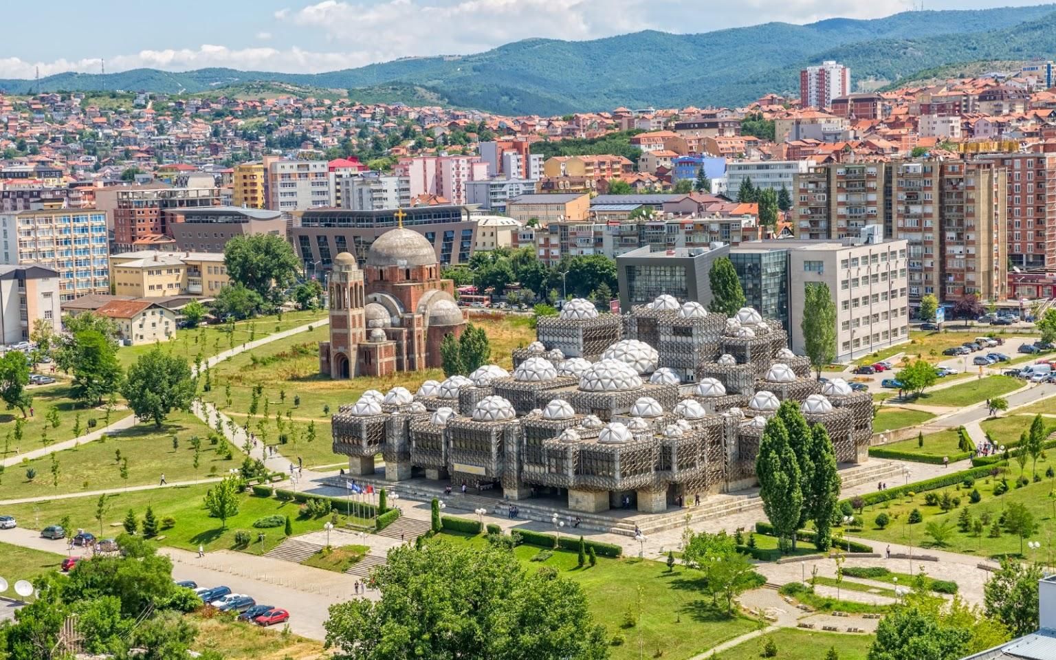 pristina, kosovo aerial drone tour 4k (capital city of kosovo)