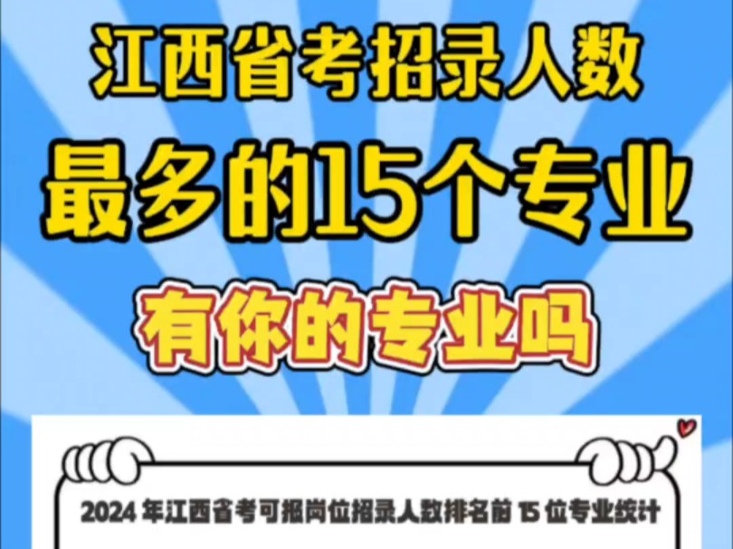 2024江西省考招录最多的15个专业哔哩哔哩bilibili