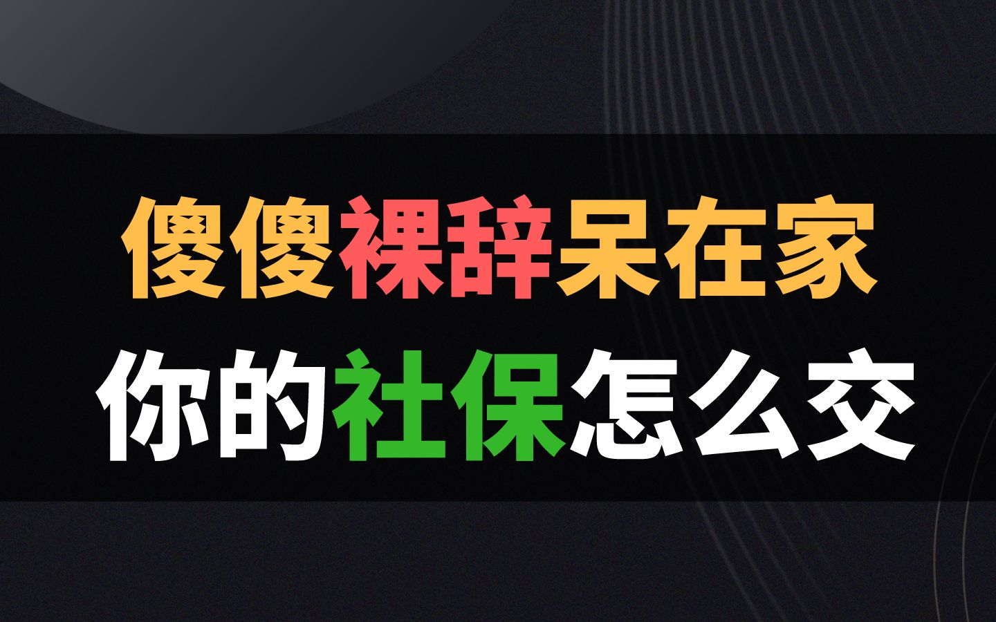 爽快裸辞呆在家!社保应该怎么交!裸辞可以,社保可不能裸奔!哔哩哔哩bilibili