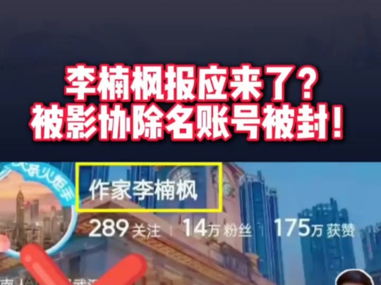 李楠枫报应来了?被影协除名账号被封!网友高呼:干得漂亮! "正能量 "内容过于真实 "李楠枫哔哩哔哩bilibili