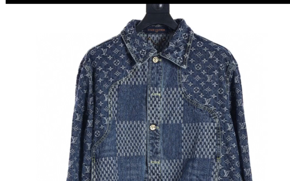 说一下高仿louis vuitton路易威登lv拼接棋盘老花牛仔长袖夹克外套