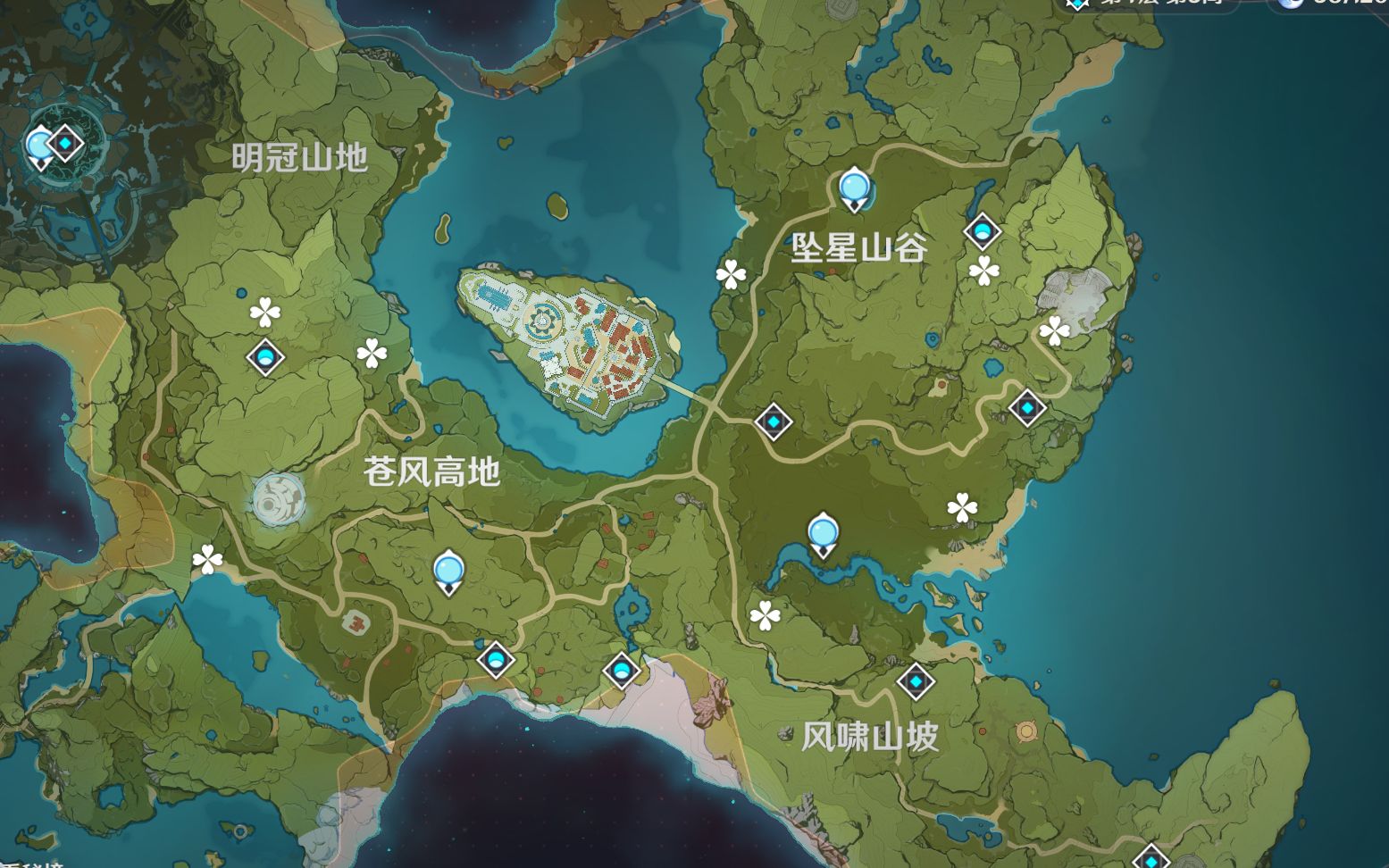 原神材料小灯草高效收集路线共8条路线56个小灯草