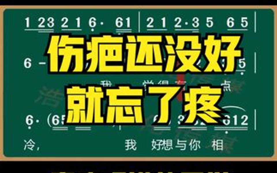 [图]《伤疤还没好就忘了疼》你还不会唱？不会唱的同学跟我多唱几遍谱