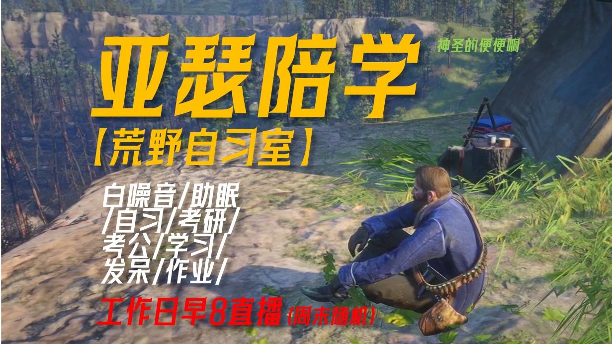 【亚瑟陪学】3小时|亚瑟摩根陪你一起在马掌望台上发呆(下雨)|白噪音