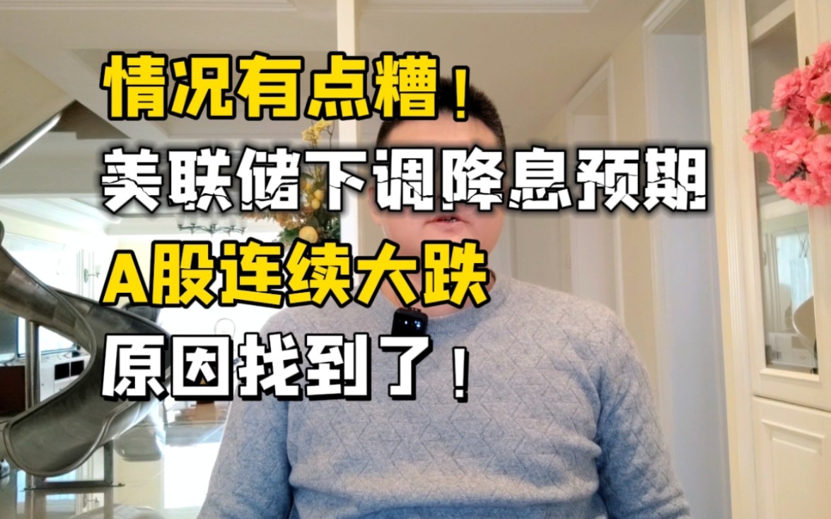 情况有点糟!美联储下调降息预期,A股连续大跌,原因找到了!哔哩哔哩bilibili