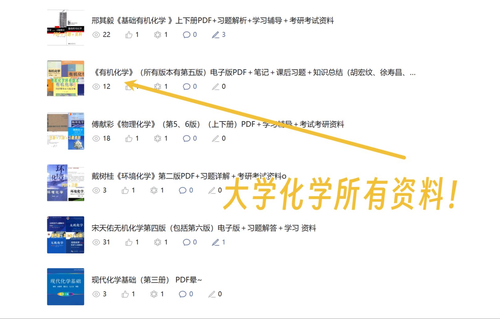 [图]大学化学、有机化学（胡宏纹徐寿昌）、无机化学（宋天佑）、物理化学、环境化学PDF＋习题＋资料【大学生自救指南】