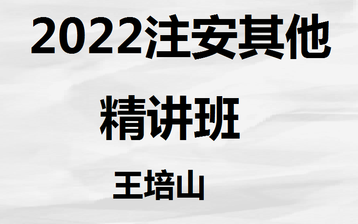 [图]2022年注安其他 精讲班王老师【有讲义】