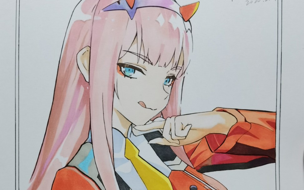 用马克笔画一只02小姐姐