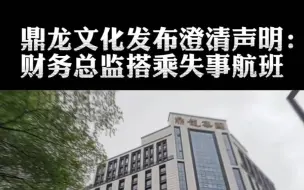 鼎龙文化发布澄清声明：财务总监搭乘失事航班