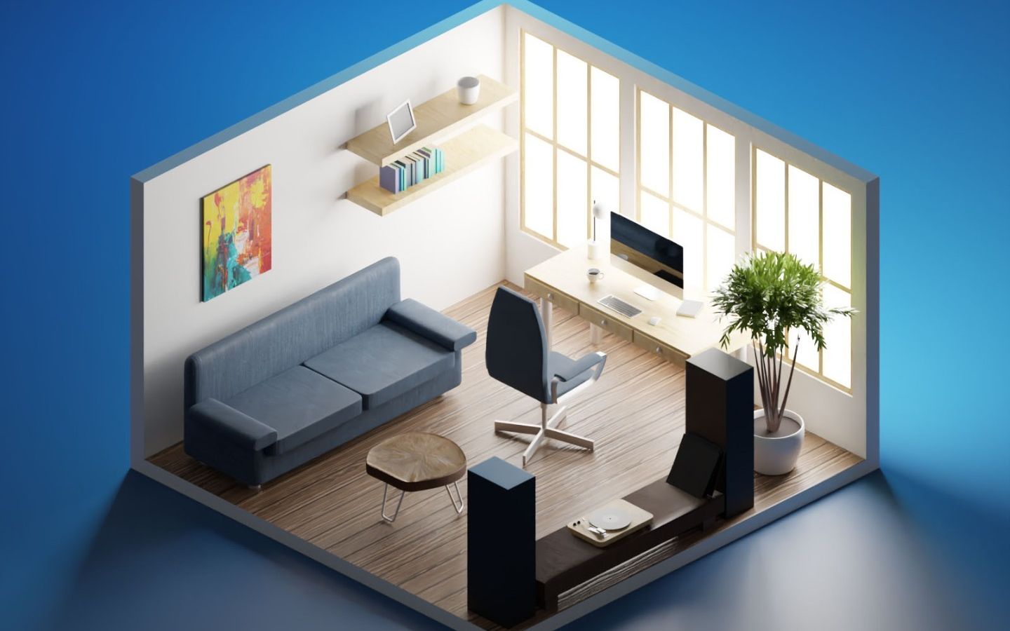 【3dmax室内建模】简单室内场景"办公室"模型制作,零基础入门完整教学