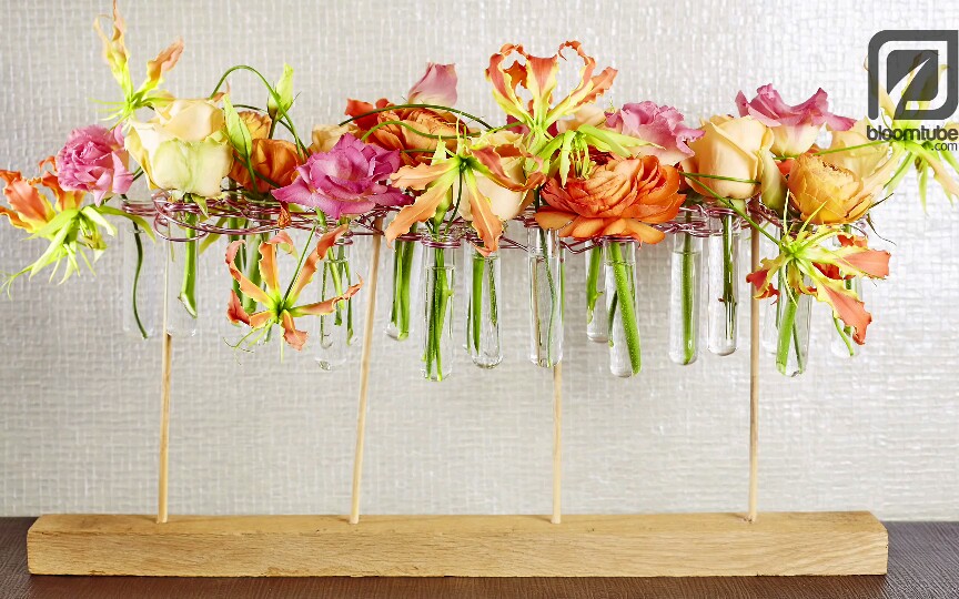 明丽绚烂架构桌花花艺试管tabledecorationflowerarrangementtutorial