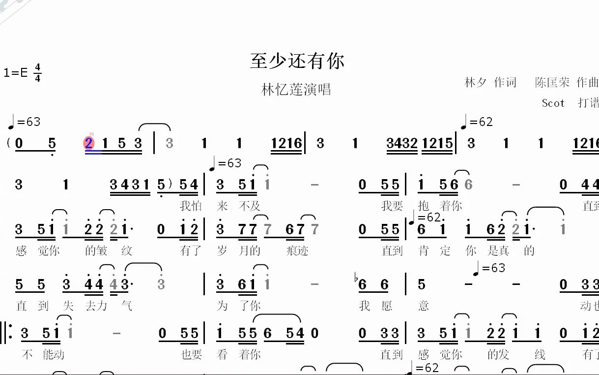 [图]【经典歌曲】至少还有你（林忆莲演唱）--动态简谱