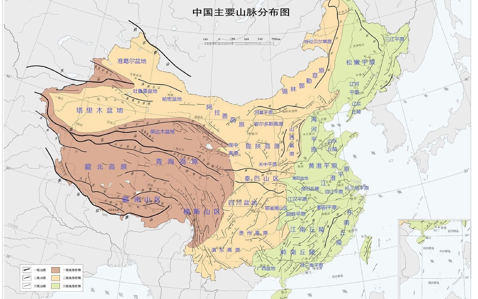 [图]【口诀记忆】五分钟速记中国主要山脉阶梯四大区