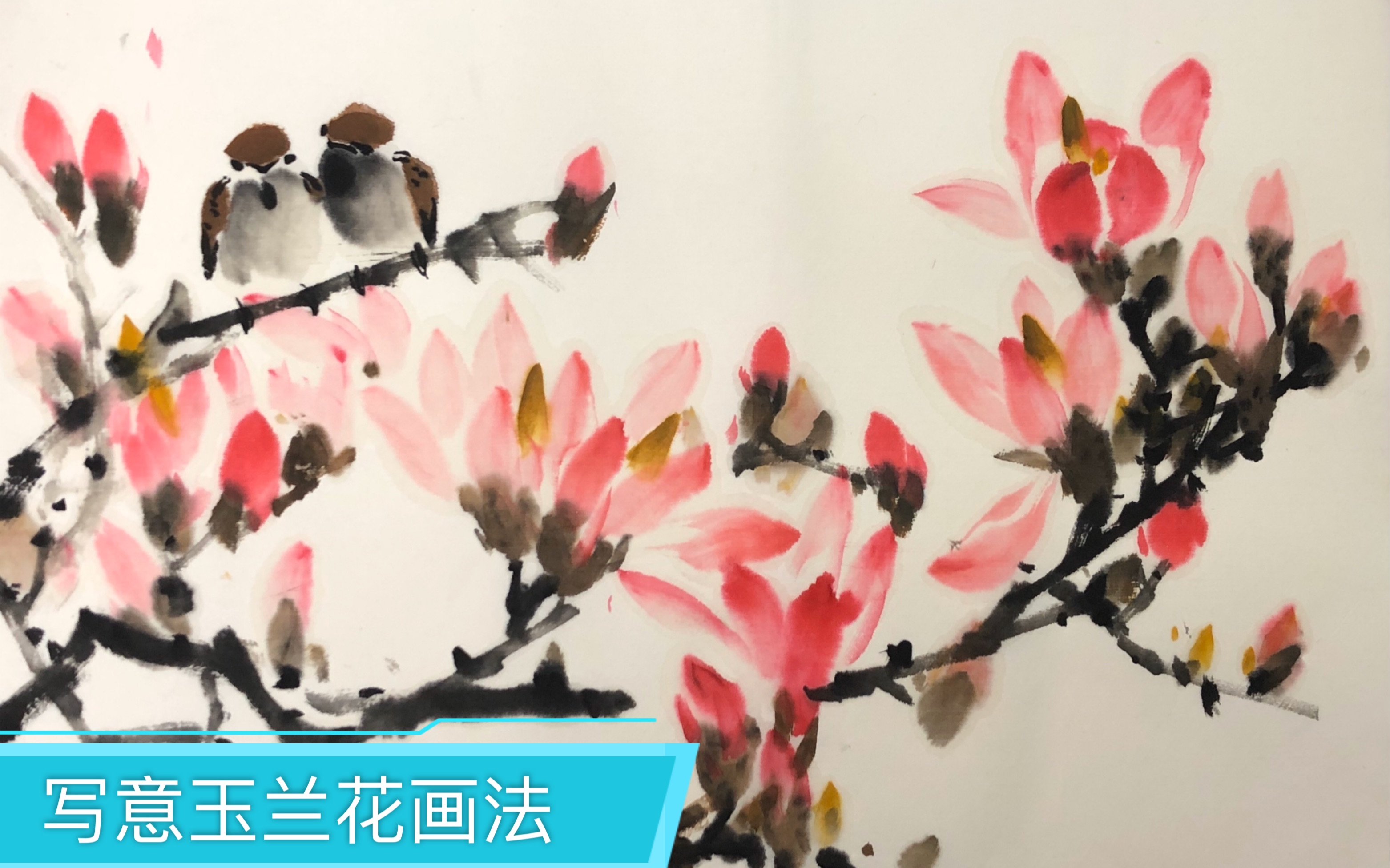 写意玉兰花(红色)画法哔哩哔哩bilibili