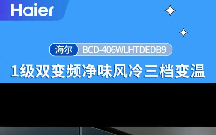 海尔大冰箱陪你精致生活 海尔406L一级双频三档变温,风冷不结霜,时尚新款十字对开门.!哔哩哔哩bilibili