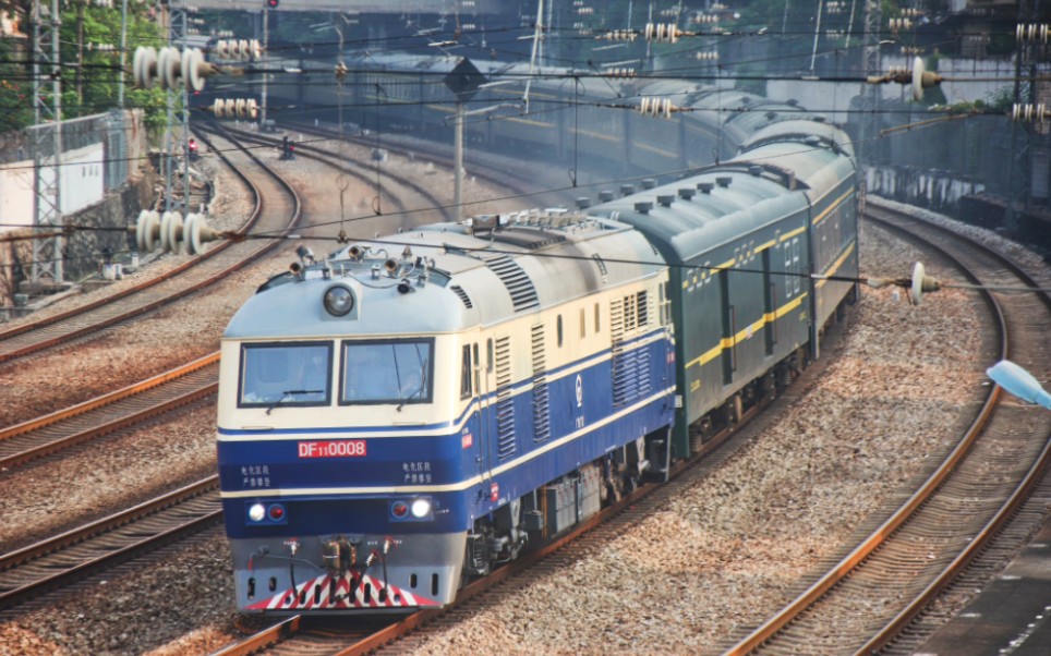 df11 0008牵引客车k231广州西站幺道通过进广茂线