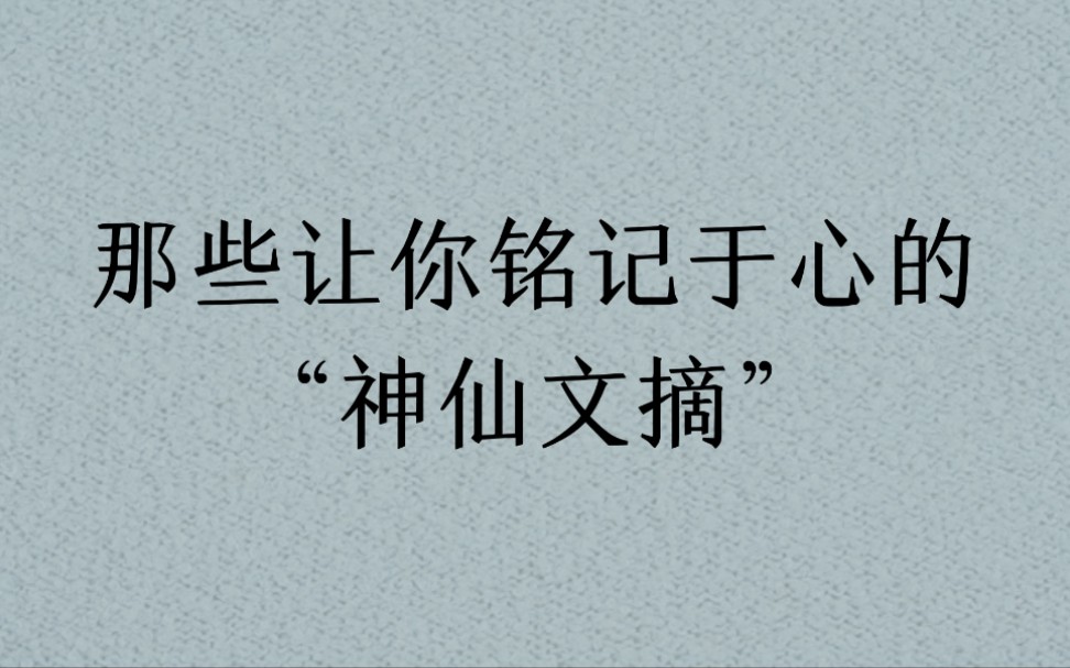 那个让人铭记于心的神仙文摘,总是值得人们反复品味,且每次又能品出不同的滋味!哔哩哔哩bilibili