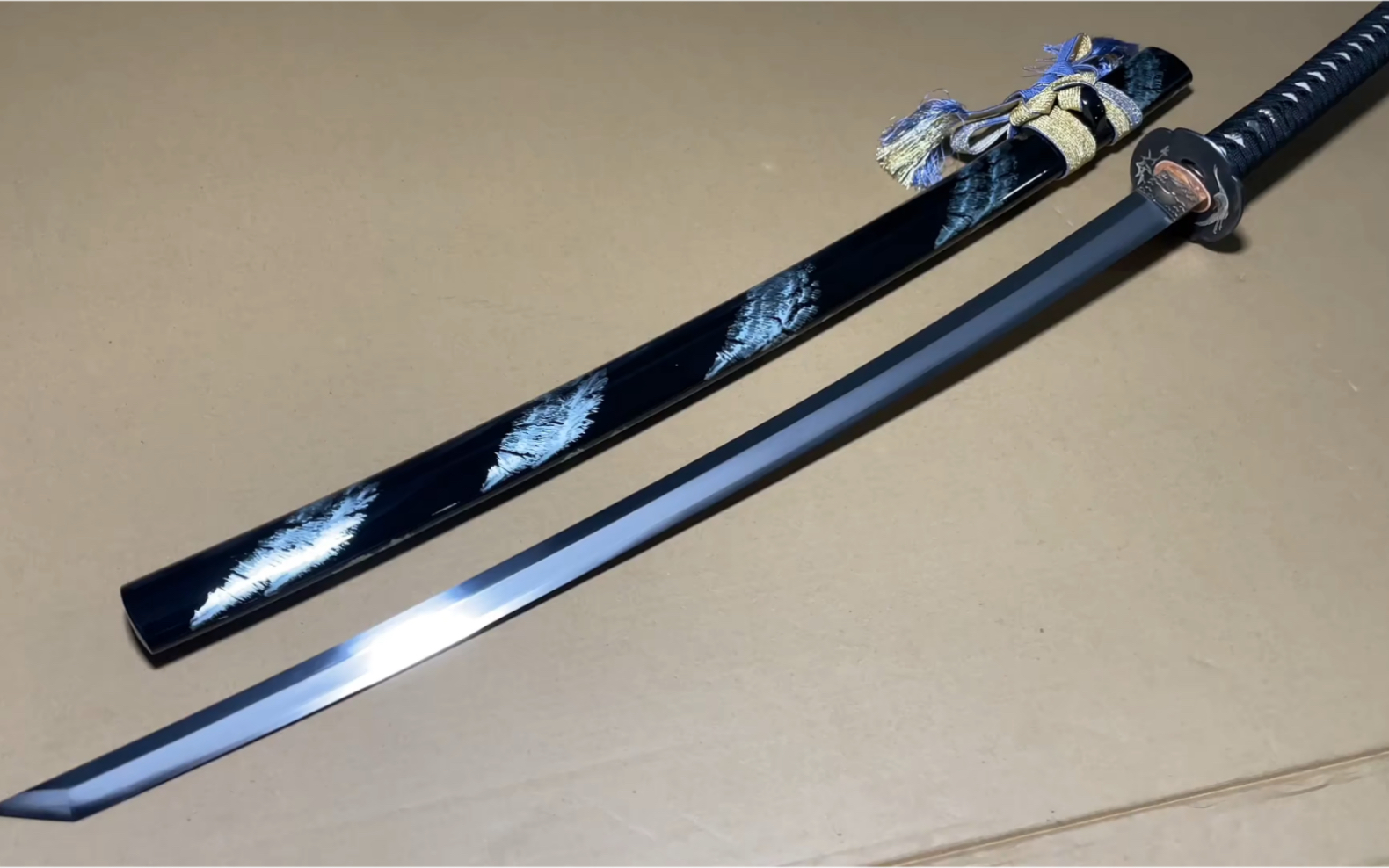 t12a钢烧刃切刃武士打刀直刃纹研磨飞鹤