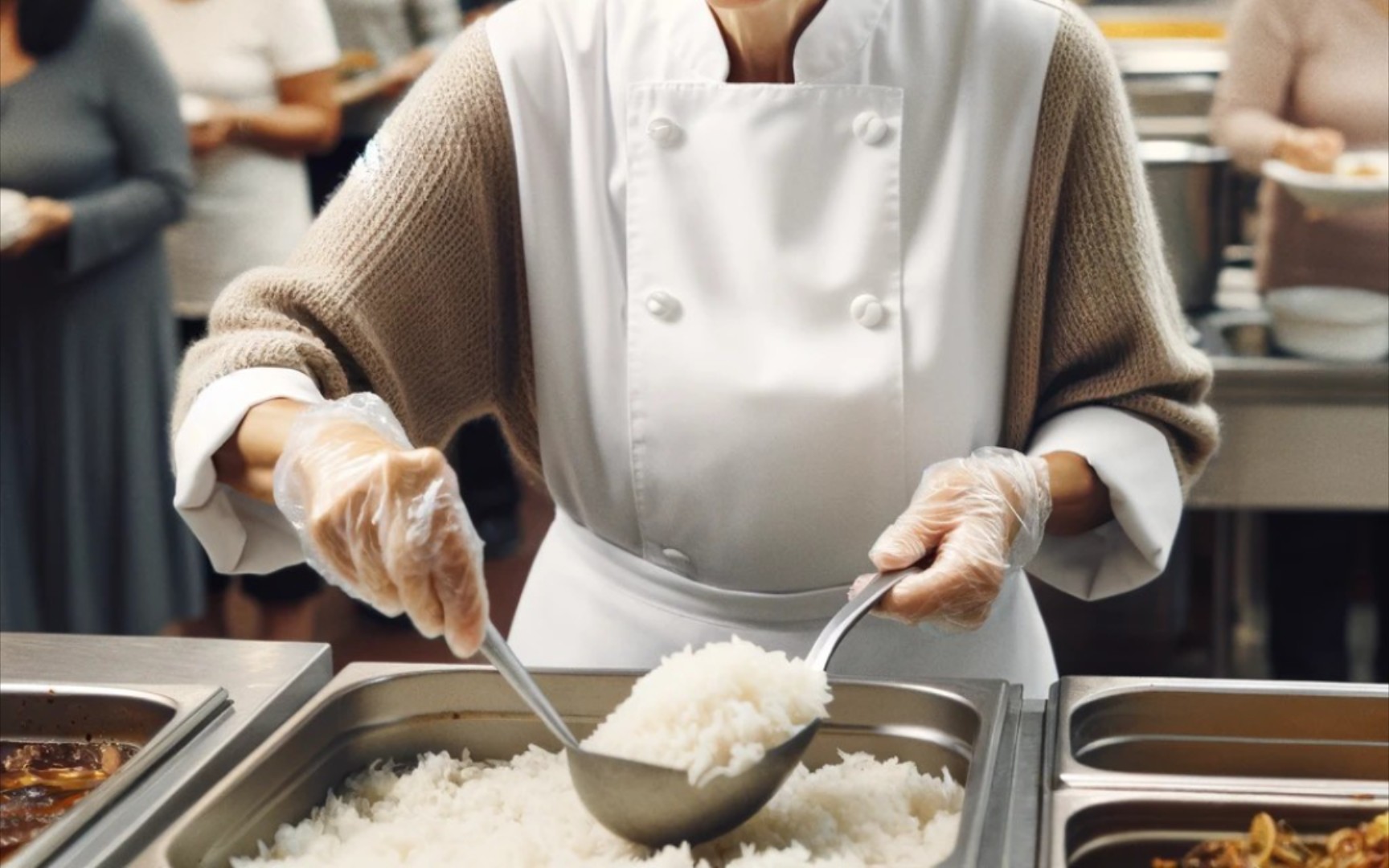 食堂大妈打饭图片图片