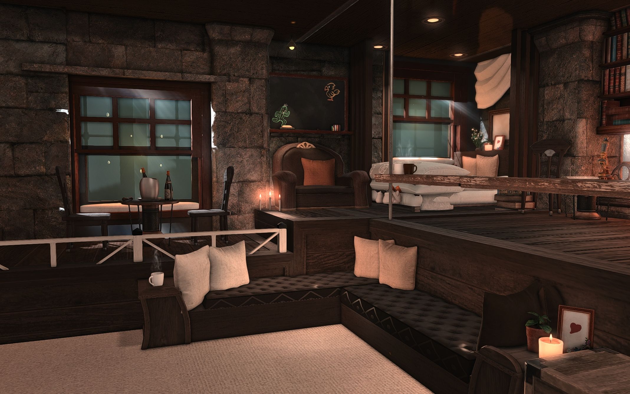 【ff14装修】中世纪魔法s (雪天里的小屋亮度1)