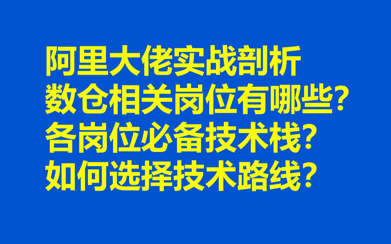 阿里大佬讲解:数仓岗位划分?岗位必备技术栈讲解,企业面试要求?哔哩哔哩bilibili