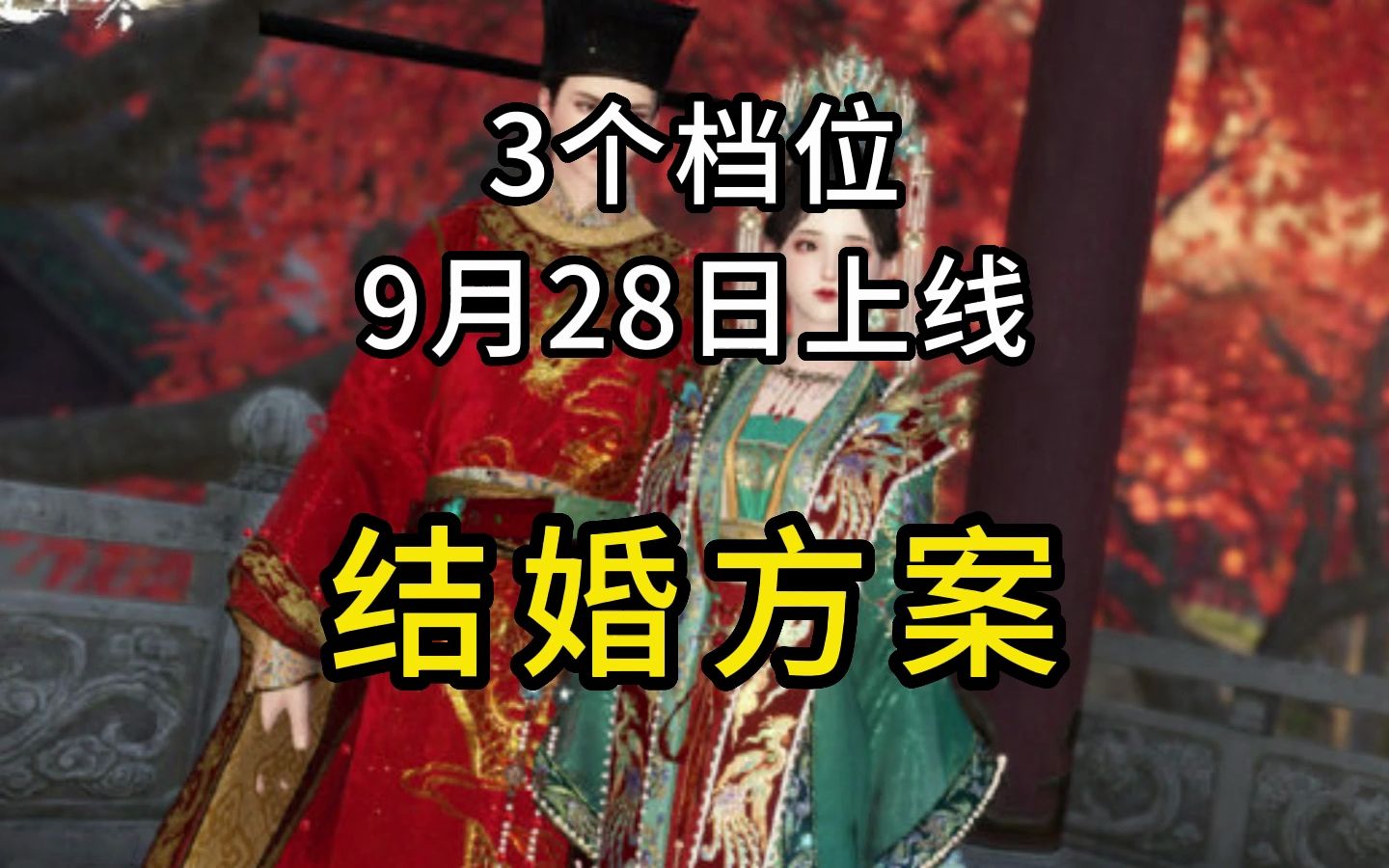 结婚系统9月28日上线,配备三种结婚方案!