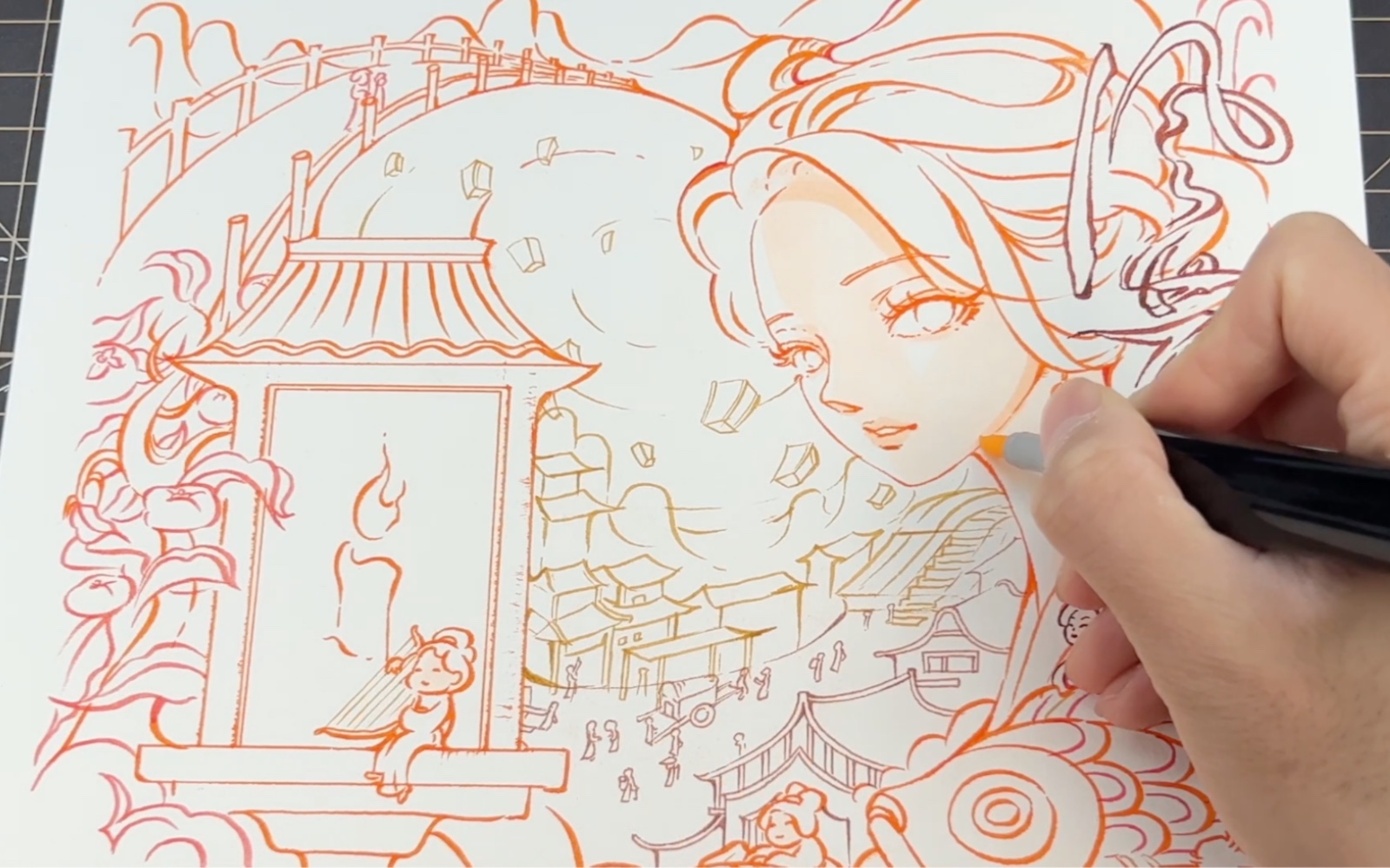 绝美的长信宫灯拟人～原创马克笔手绘～视觉传达手绘