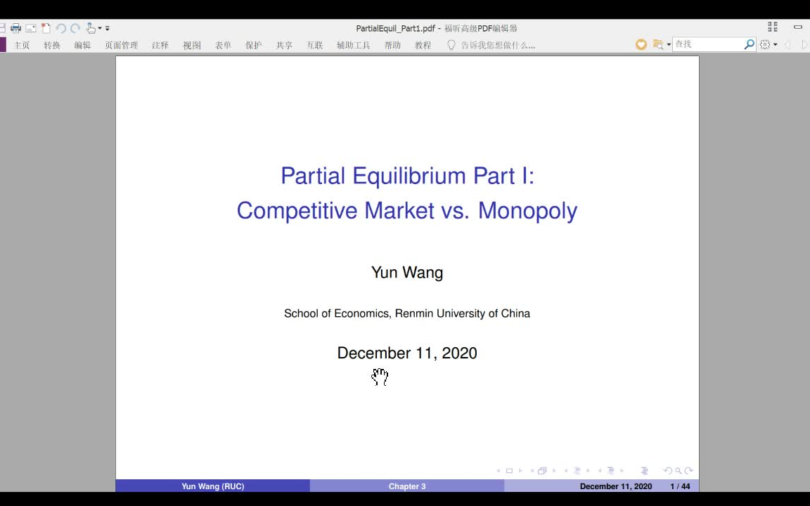 [图]Advanced Microeconomics I_高级微观经济学1_市场局部均衡