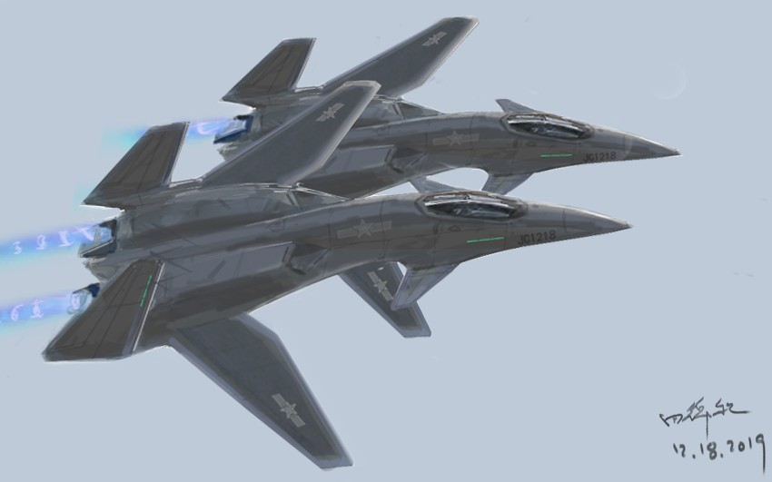 板绘 架空前掠翼隐身战机嗷