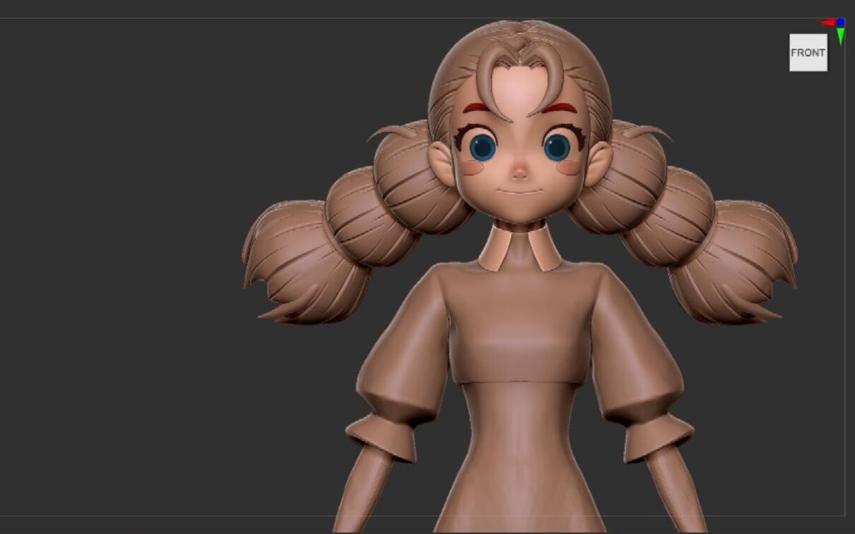 3d【zbrush建模】動漫雙馬尾女孩雕刻,進來~領取老婆