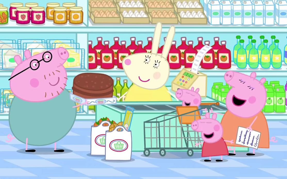 小猪佩奇-法语版加字幕-购物-pappa pig - faire les courses