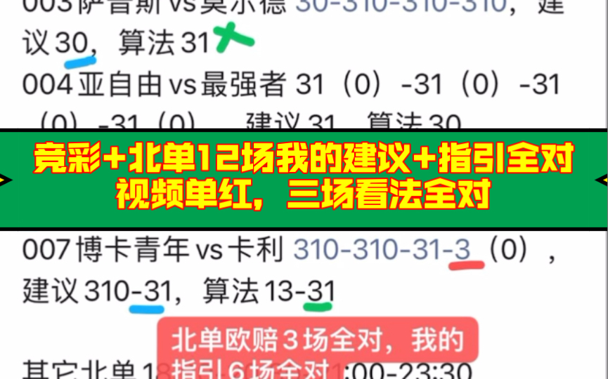 【回顾5.26】竞彩+北单12场我的建议+指引全对!视频单红,三场看法全对!哔哩哔哩bilibili