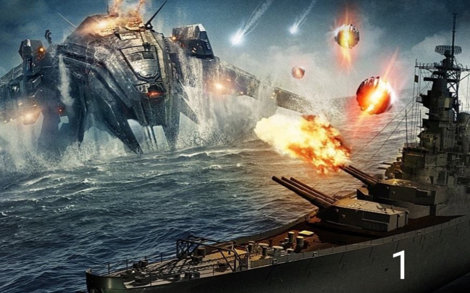 【科幻】#超级战舰1 和外星人飞船在海上大作战!