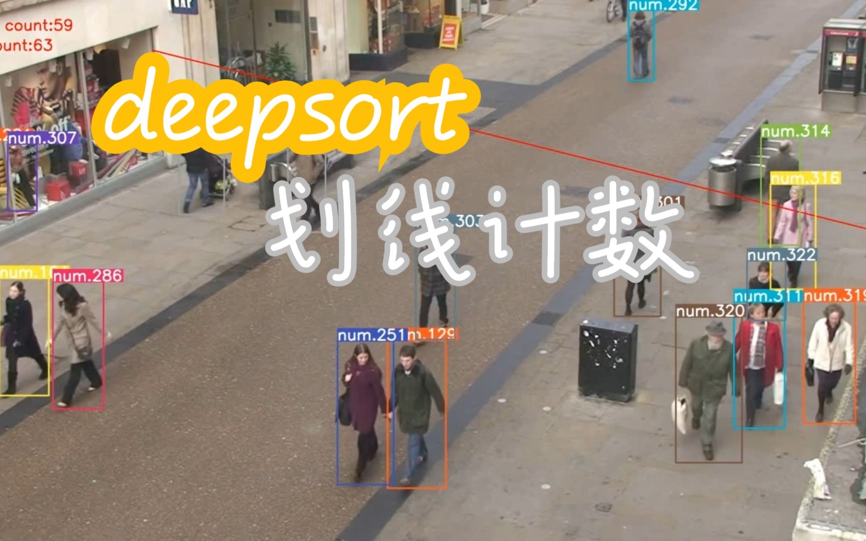 deepsort | 划线统计人流数