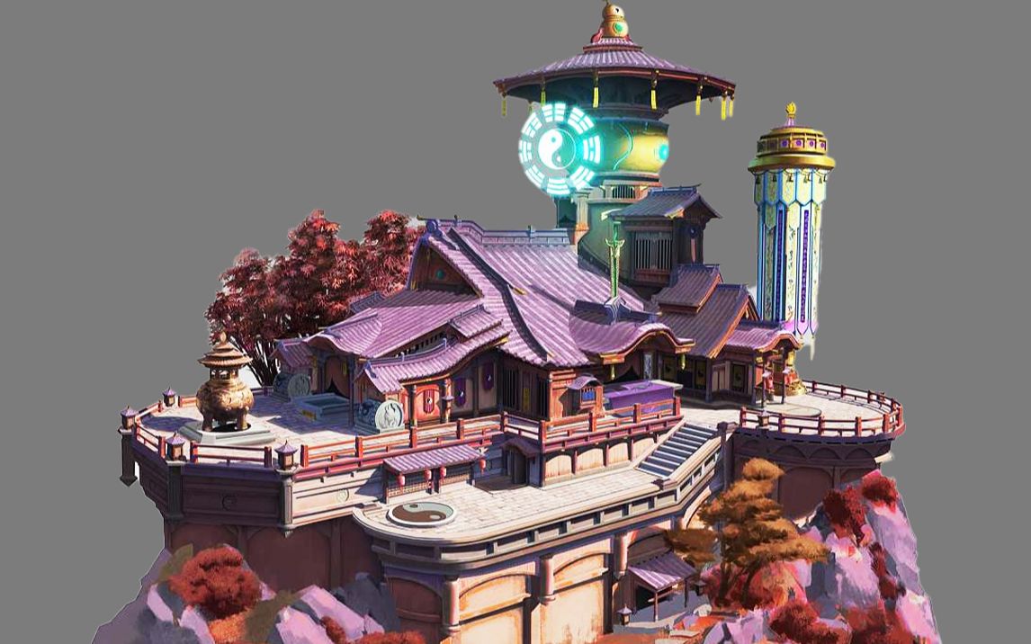 【maya建模】游戏古风"仙侠"大型场景制作,从0开始讲解