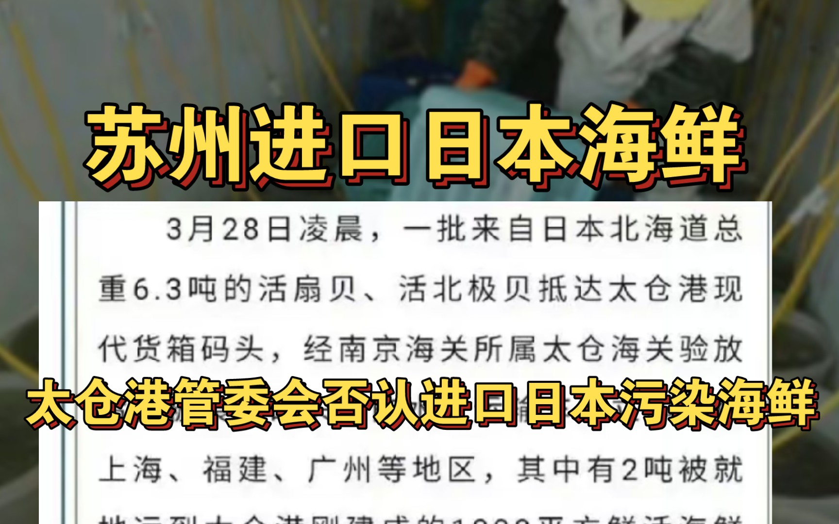 苏州进口日本海鲜网友声讨后,太仓港管委会否认进口日本污染海鲜哔哩哔哩bilibili