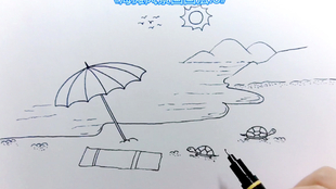 简笔画儿童画大全27 手绘沙滩风景画法4 在家学画画 哔哩哔哩 つロ干杯 Bilibili