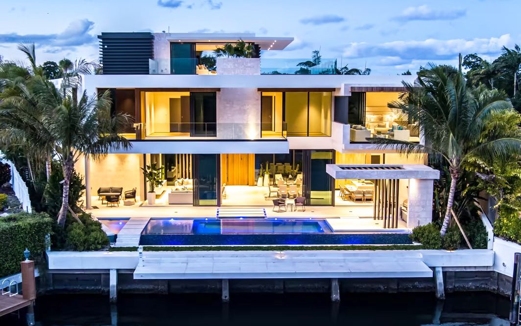 4k「luxury home」67棕榈滩现代滨水别墅~824 pelican point cv