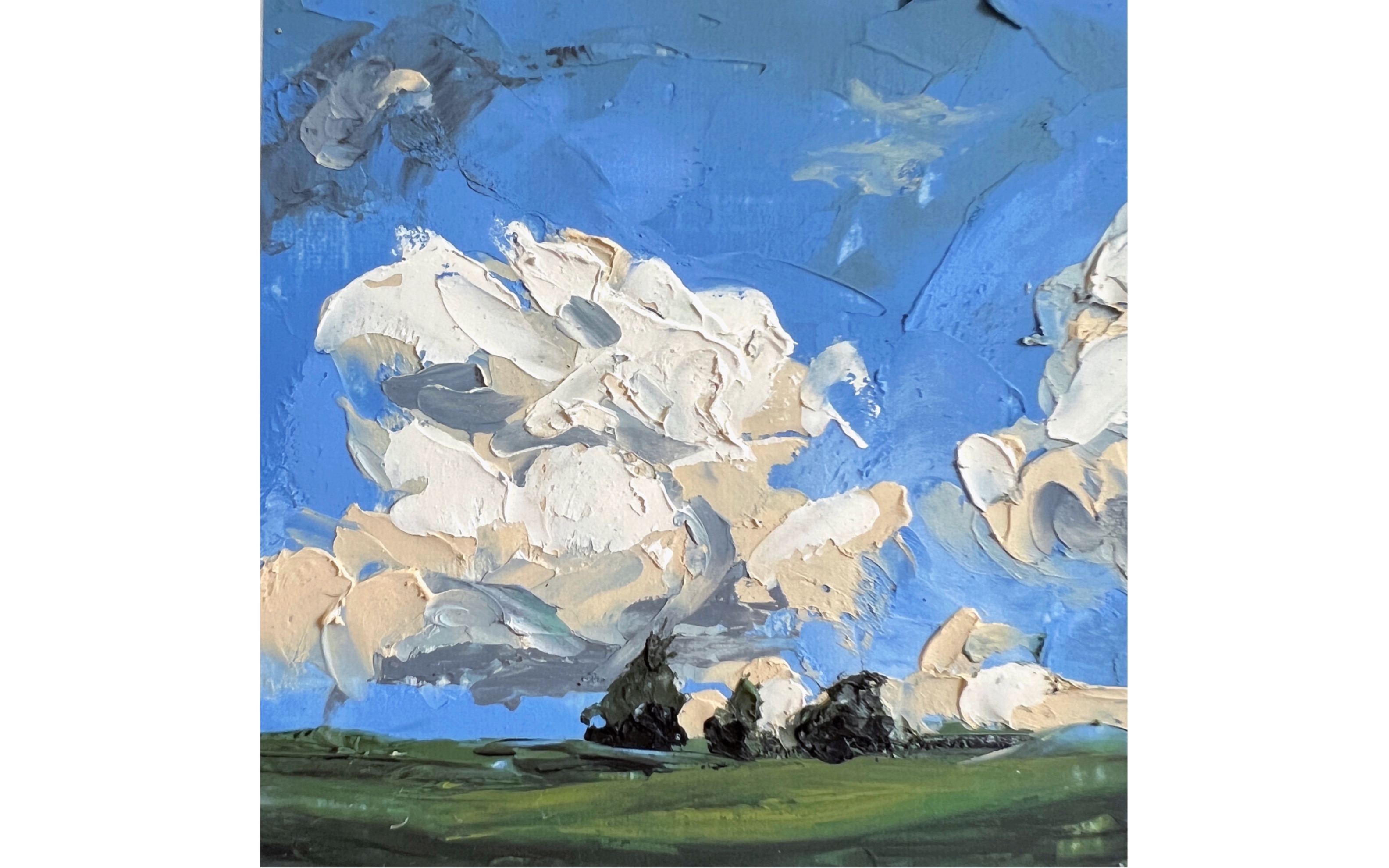 「蓝色天空9」油画棒风景画教程 刮刀画