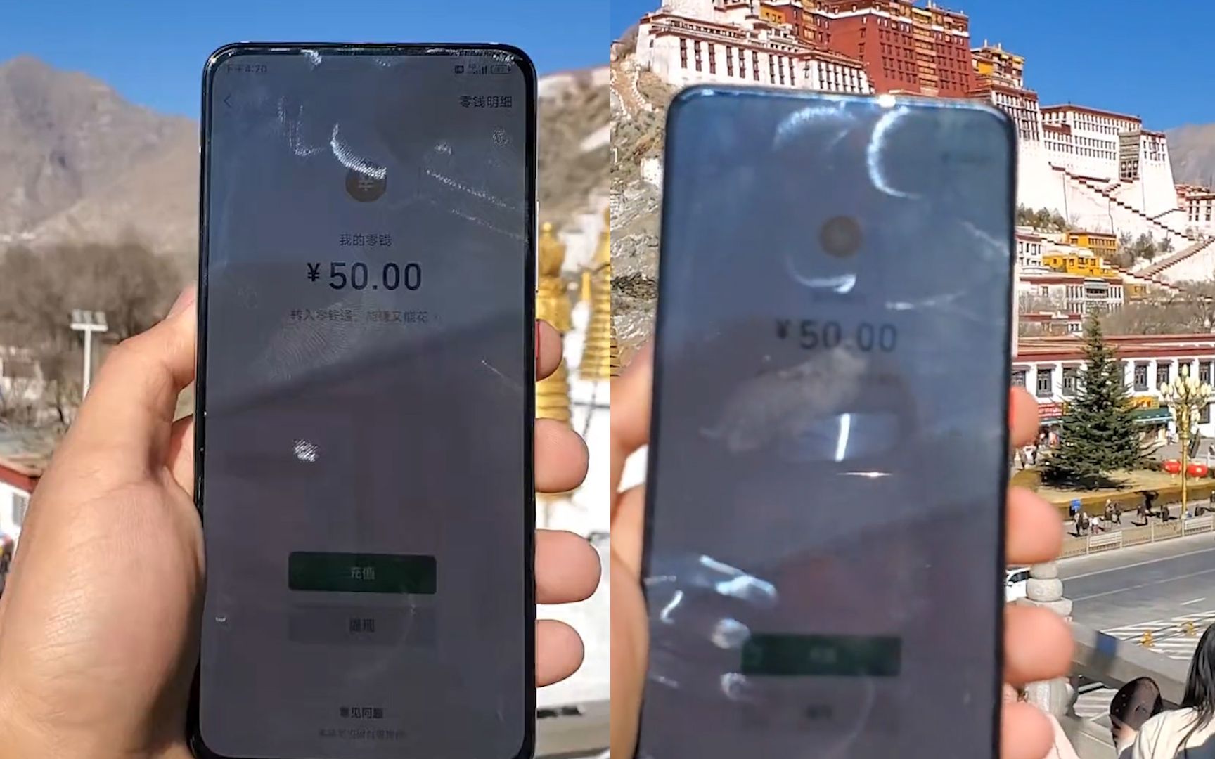 男子想拿50元和布达拉宫合照打卡,发现忘记带现金,随后一幕爆笑