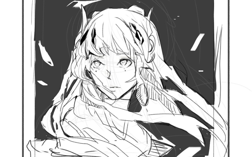 给朋友画的露西亚纯线稿草图