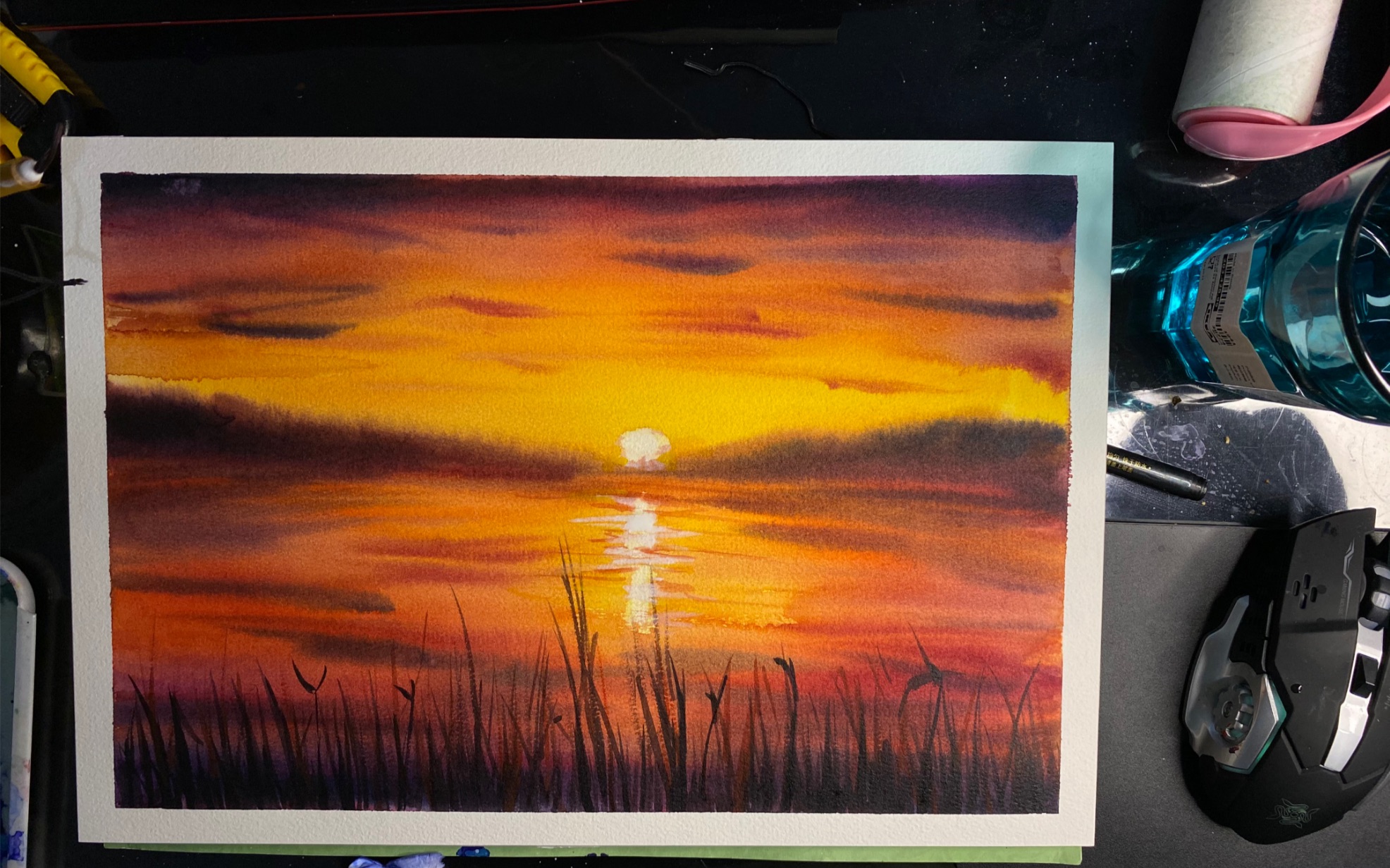 水彩风景教程——落日余晖