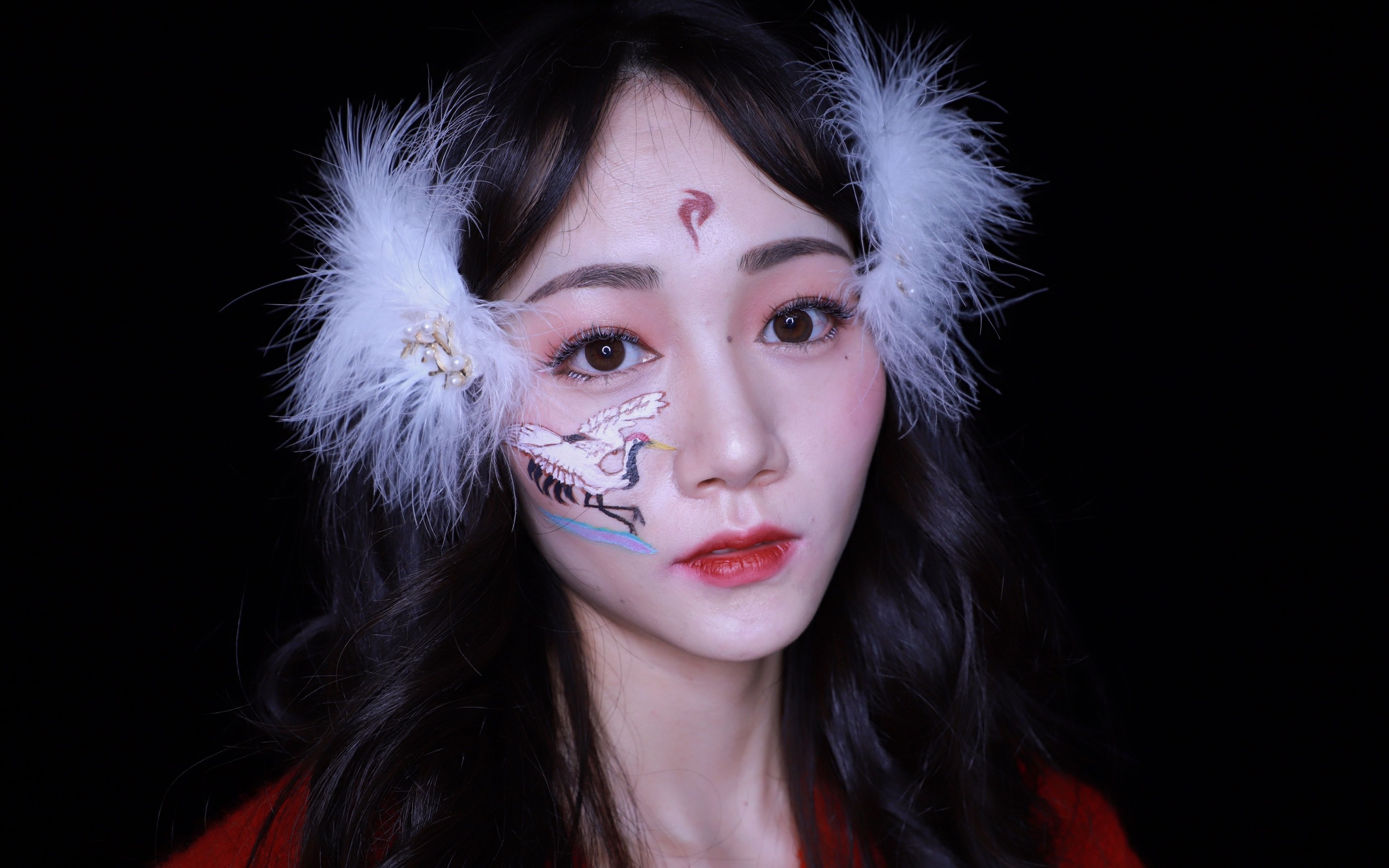 古风仙鹤妆~(真徒手画滴!_哔哩哔哩 (゜-゜)つロ 干杯~-bilibili