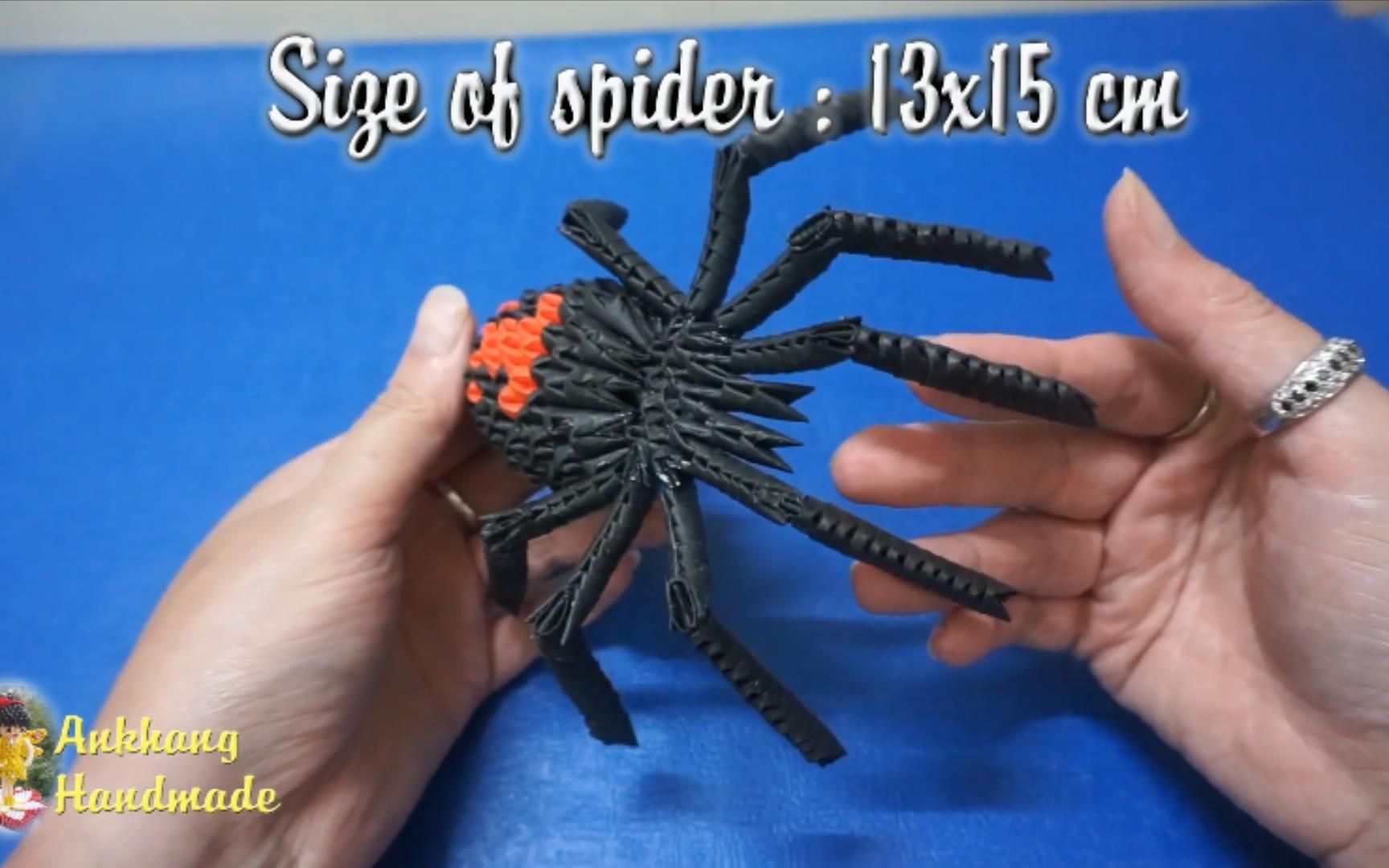 3d origami 三角插工艺 3d折纸蜘蛛 万圣节装饰 diy纸蜘蛛 万圣节装饰