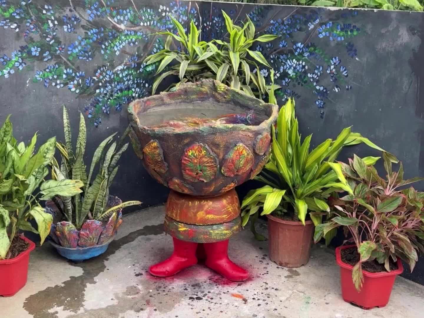 旧物改造创意水泥鱼池制作全攻略