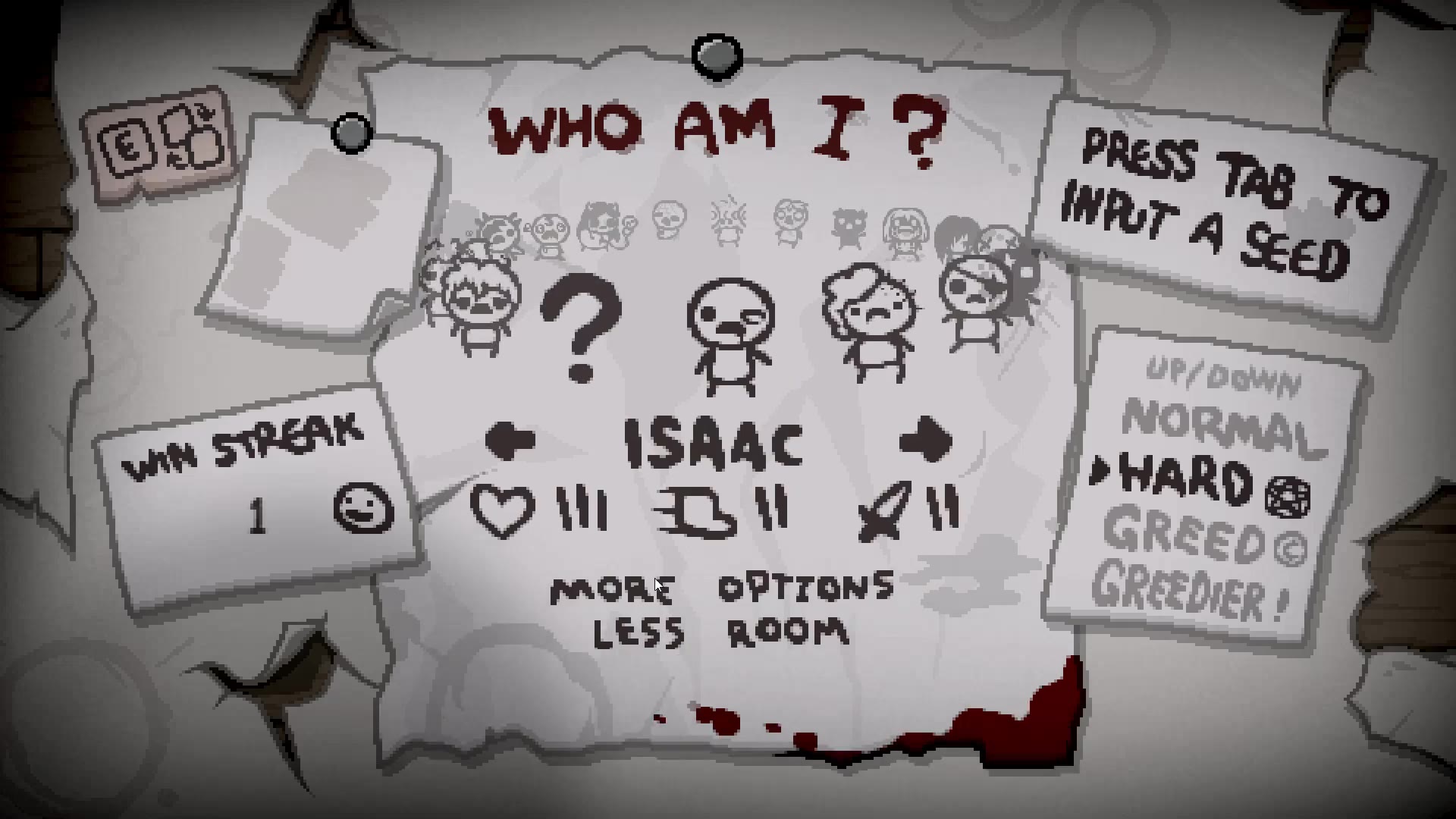 以撒的结合忏悔 表任务全红咯 里人物也全解锁了 开启里人物之旅