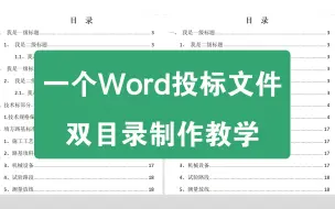 Download Video: 投标Word文件如何做双目录，零基础标书制作教学系列之一个Word做两个目录！